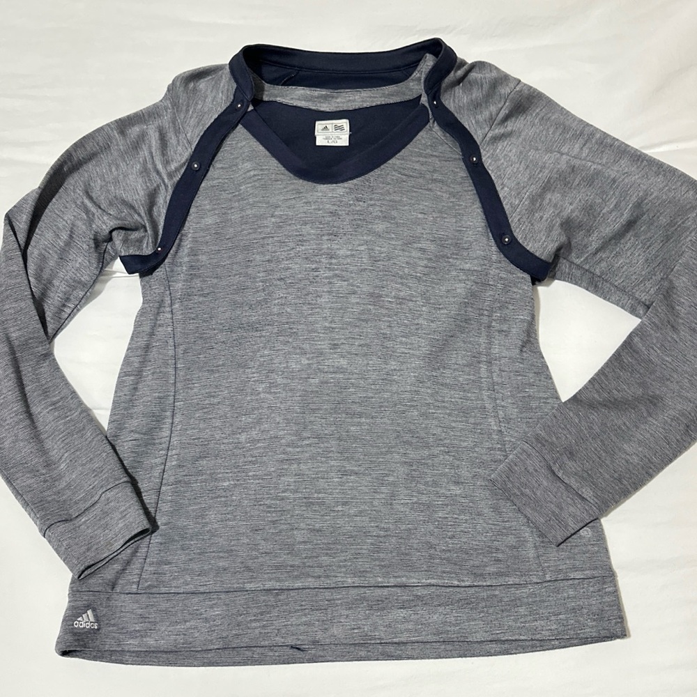 Adidas Heather Gray and Dark Blue Golf Shirt
